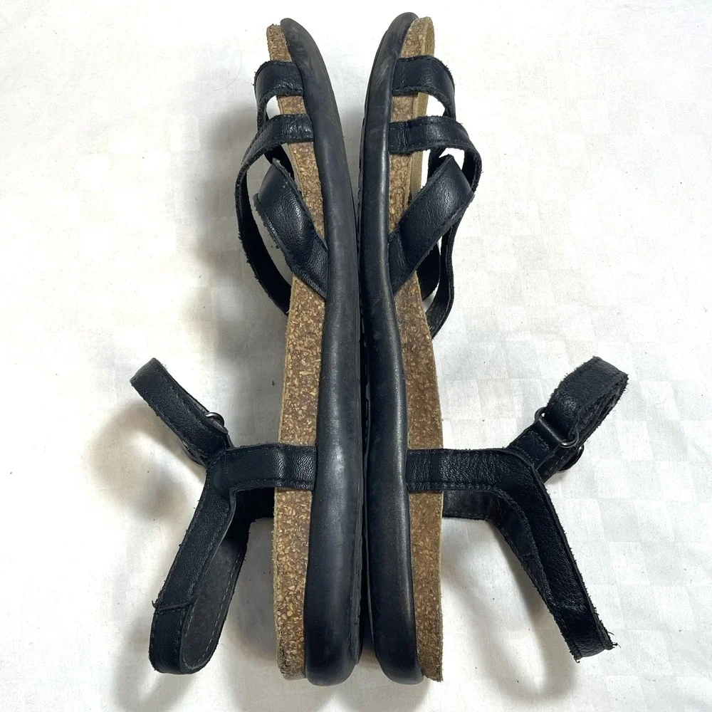 Naot Patricia Flat Sandals Black Leather Womens 8.5 EU 39 - Picture 2 of 7